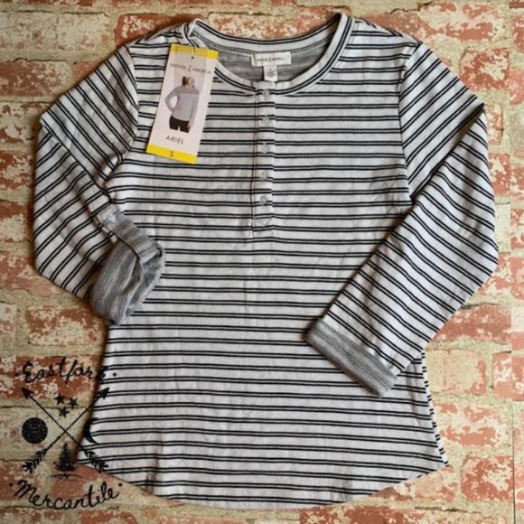 NWT Vintage America Stripe Henley Thermal Top S - Picture 1 of 3